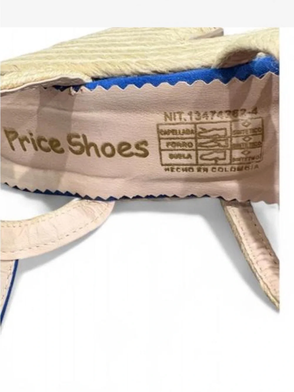 Jute Platform Espadrille Sandals Blue Size 37 (US 7) PRICE SHOES from Colombia